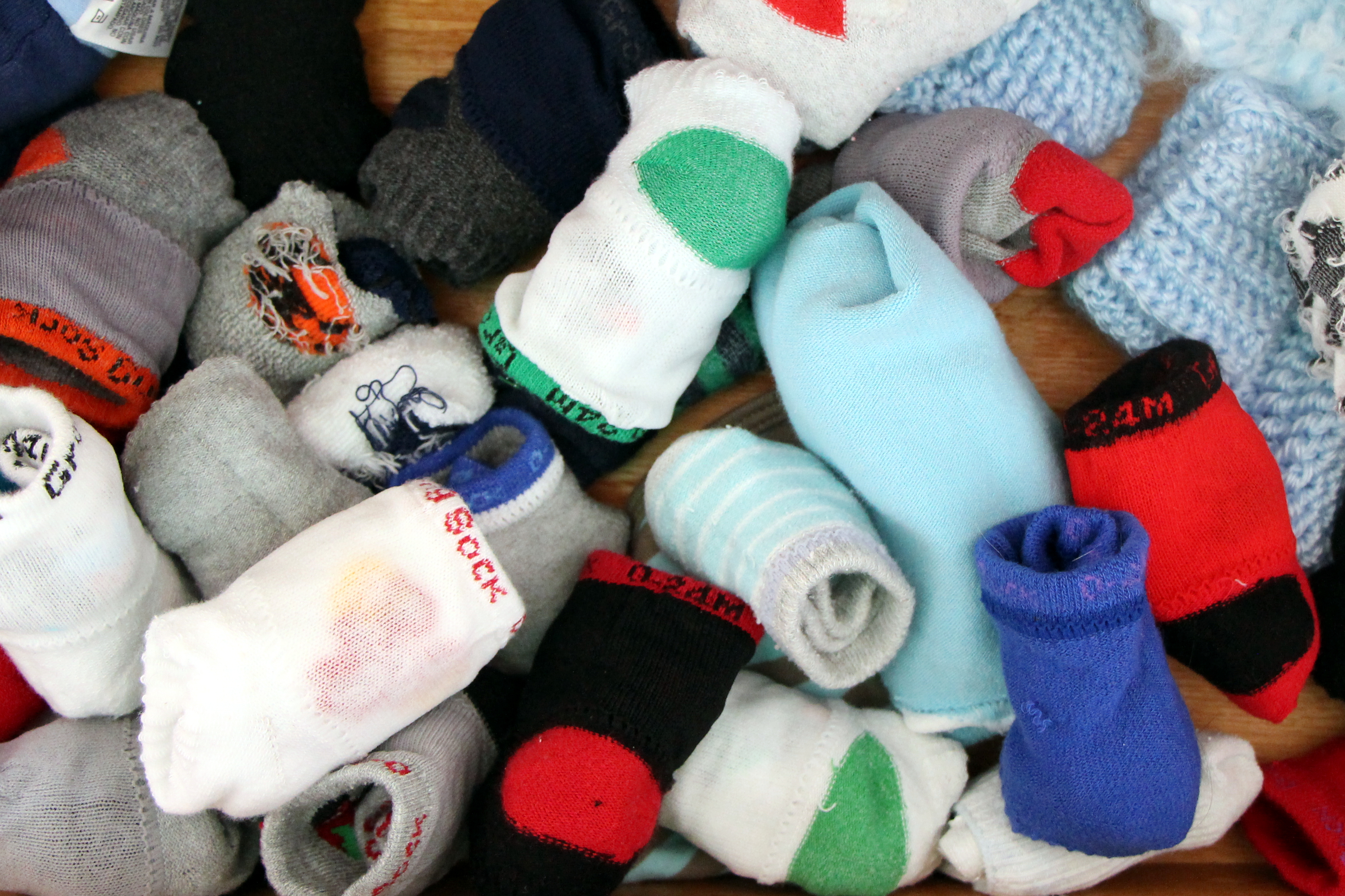 Pile of colorful baby and toddler socks