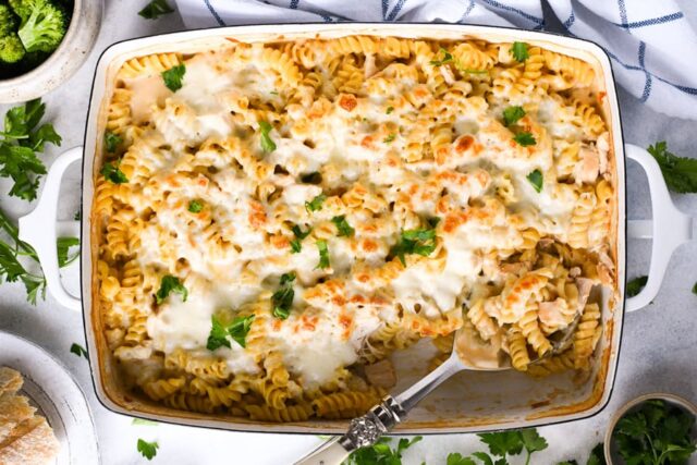 Chicken-Alfredo-Casserole - Latched Mama